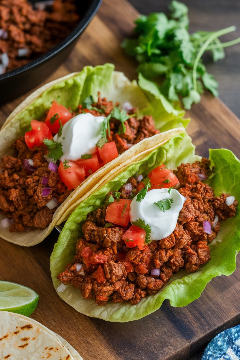 Discover how quick and simple it is to prepare these tasty tacos. With easy-to-follow steps, you can have a nutritious meal ready in no time. This dish is ideal for busy weeknights while providing a guilt-free way to enjoy all the classic taco flavors without the extra calories of traditional tortilla wraps.
