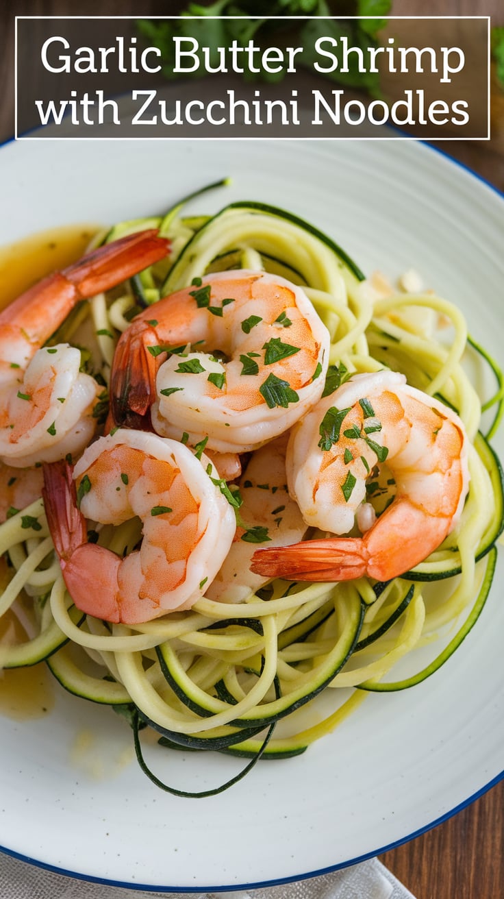Whip up this quick and easy meal in just 30 minutes, making it an ideal option for busy weeknights. Packed with protein and loaded with vitamins, Garlic Butter Shrimp with Zucchini Noodles is a delicious way to fuel your body while maintaining a keto-friendly lifestyle.