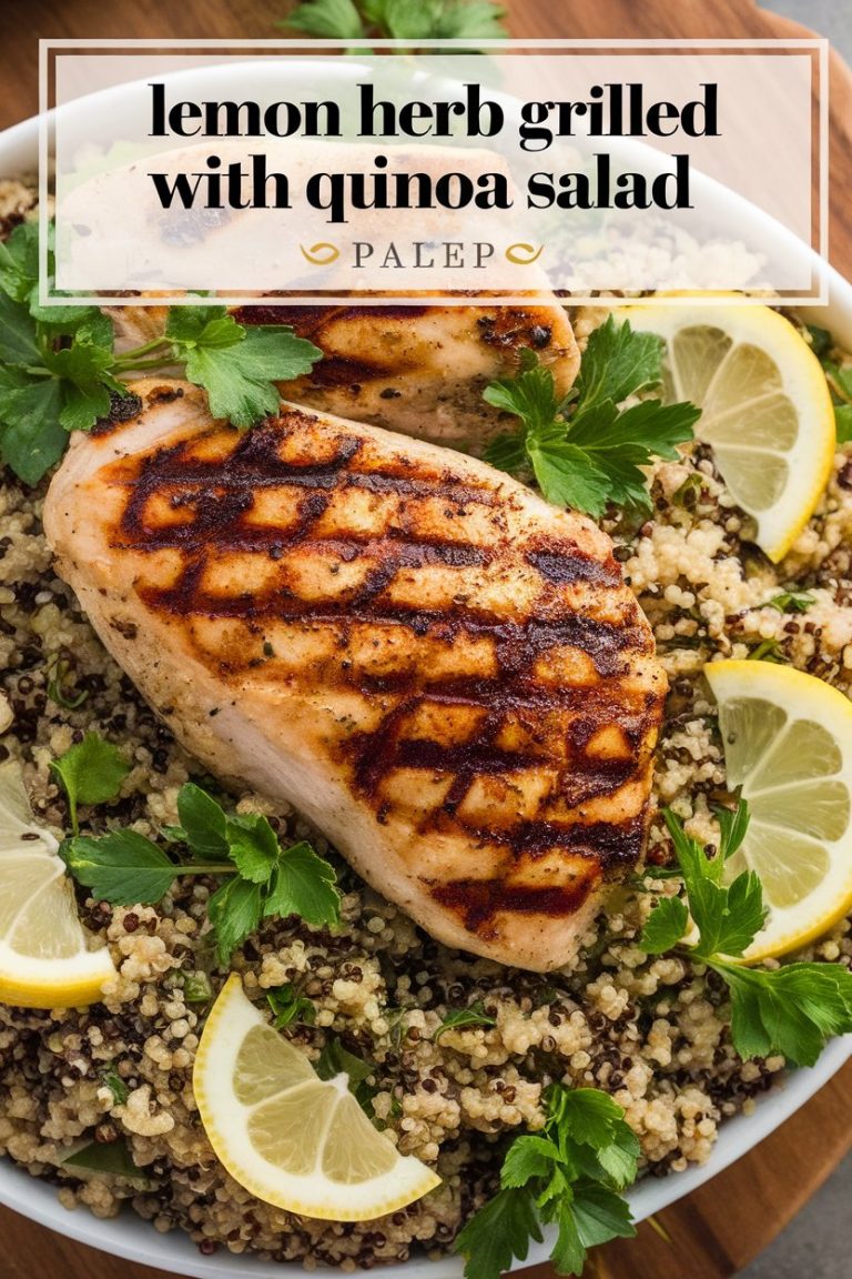 Enjoy the versatility of this recipe, perfect for meal prep or entertaining guests. Lemon Herb Grilled Chicken with Quinoa Salad is a delicious way to fuel your body with protein while keeping carbs and calories in check, making it a go-to choice for a healthier lifestyle.