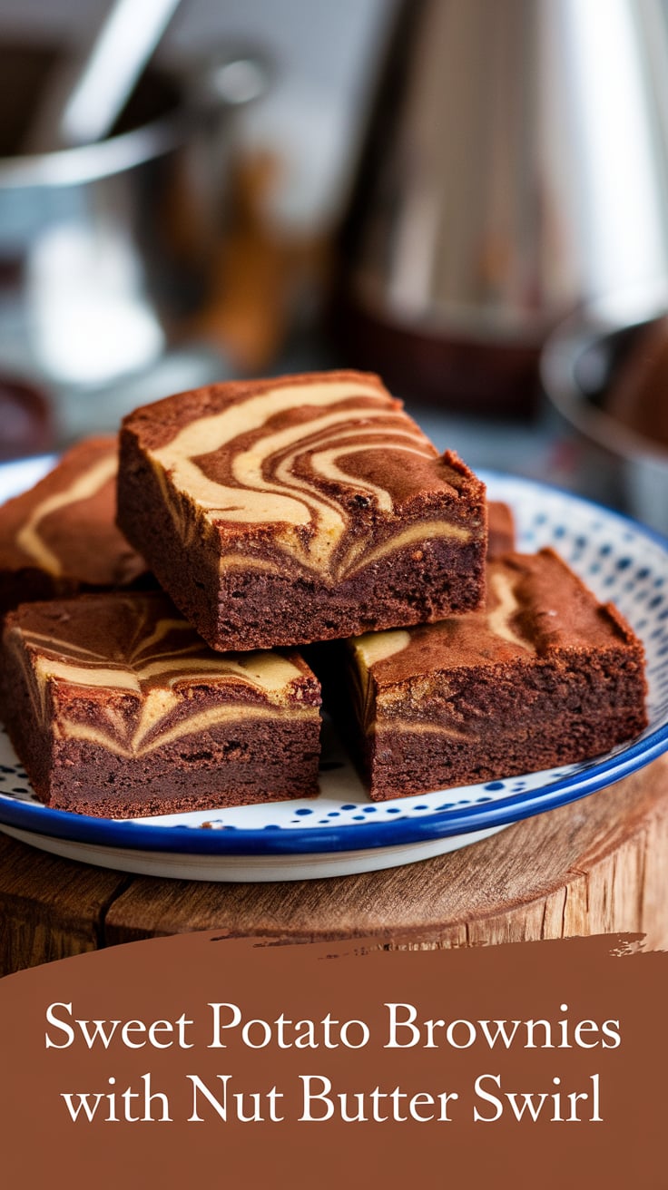 Satisfy your chocolate cravings with these Sweet Potato Brownies, crafted to be a nutritious alternative. The addition of a smooth nut butter swirl elevates each bite, creating a deliciously unique and lighter dessert choice.