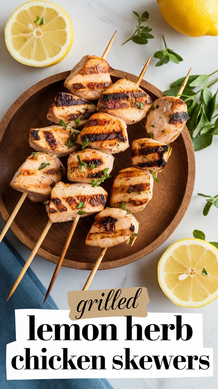 Elevate your grilling game with our succulent Grilled Lemon Herb Chicken Skewers. Bursting with savory herbs and bright lemon notes, these skewers are a deliciously healthy choice that won’t weigh you down, perfect for a satisfying meal any day of the week.