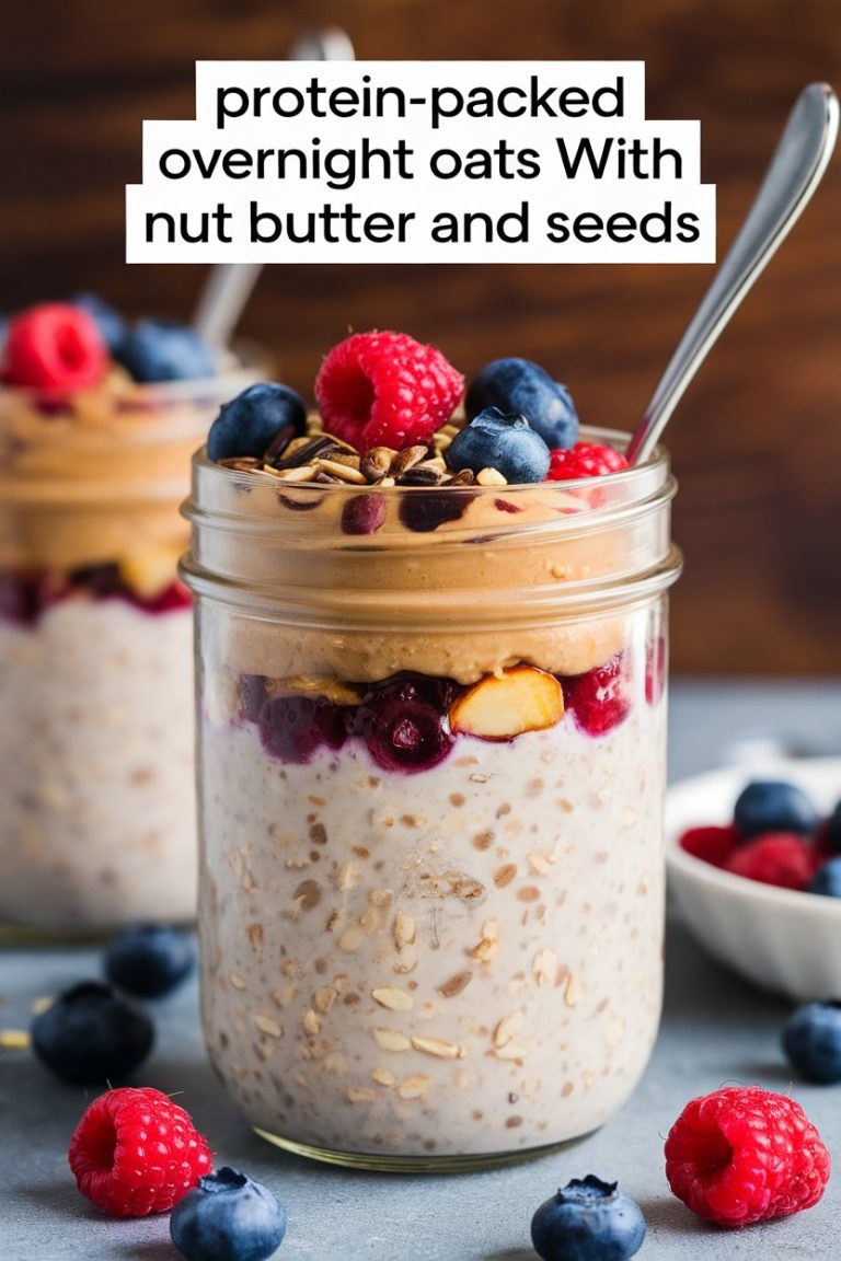Jumpstart your day with protein-packed overnight oats featuring nut butter and seeds, a nutritious breakfast option that offers high protein while keeping carbs and calories low. This easy-to-make recipe combines wholesome ingredients for a satisfying morning meal that will keep you energized throughout the day.