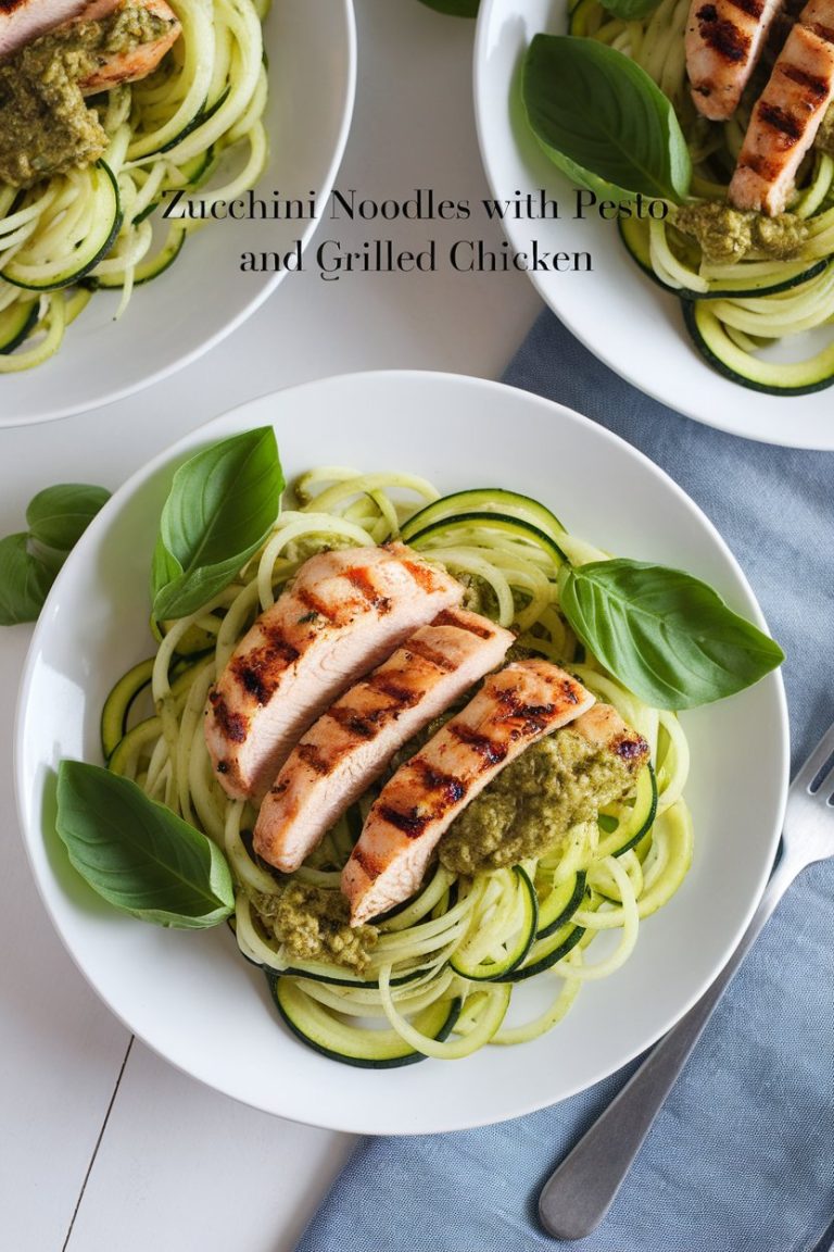 Transform your dinner routine with this healthy recipe that highlights how delicious low-calorie, low-carb eating can be. Zucchini noodles with pesto and grilled chicken is bound to become a favorite in your kitchen, offering a delicious way to enjoy wholesome ingredients while maintaining your keto lifestyle.