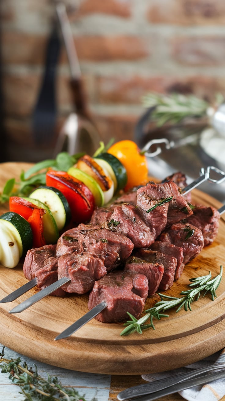 Experience a mouthwatering medley of flavors with our Garlic Herb Beef Skewers and vibrant grilled vegetables. Each skewer is a high-protein delight, while the inclusion of colorful veggies keeps this dish low in carbs and calories, perfect for your next barbecue or weeknight dinner.