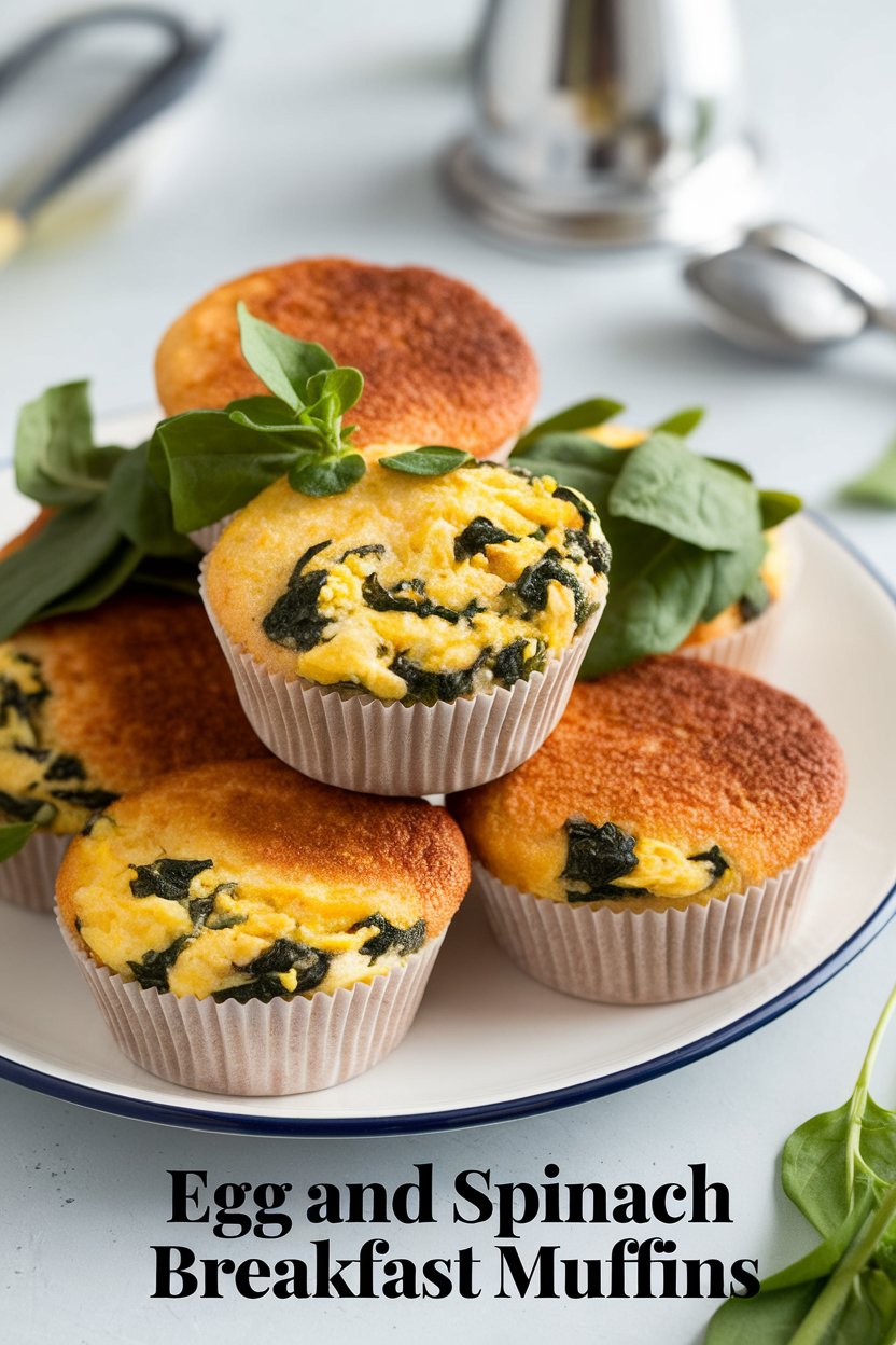 Savor the combination of fluffy eggs and vibrant spinach, baked to perfection in convenient muffin form. Each muffin is packed with protein to keep you feeling full, alongside essential vitamins and minerals from the fresh spinach, making it an ideal choice for a healthy breakfast.