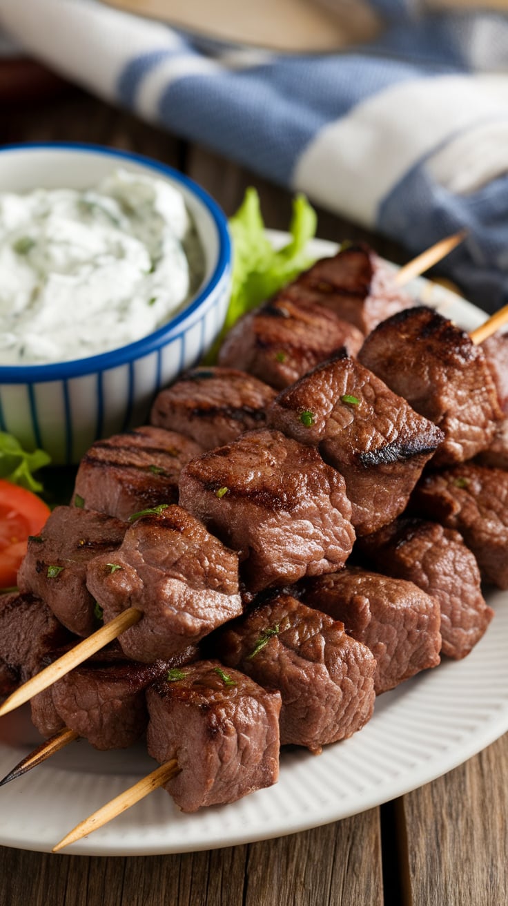 Satisfy your taste buds with our Mediterranean Beef Kebabs paired with creamy tzatziki sauce. Bursting with robust flavors and high in protein, this dish offers a low-carb and low-calorie option that will leave you feeling satisfied and guilt-free.