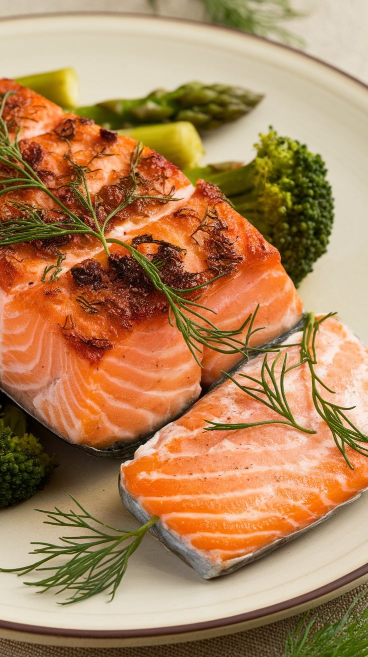 Imagine the buttery salmon fillet, tender and flaky, elegantly paired with a creamy dill-infused cheese that elevates every bite. This delicious combination not only satisfies your taste buds but also keeps carbs in check, allowing you to enjoy a guilt-free meal that feels indulgent.