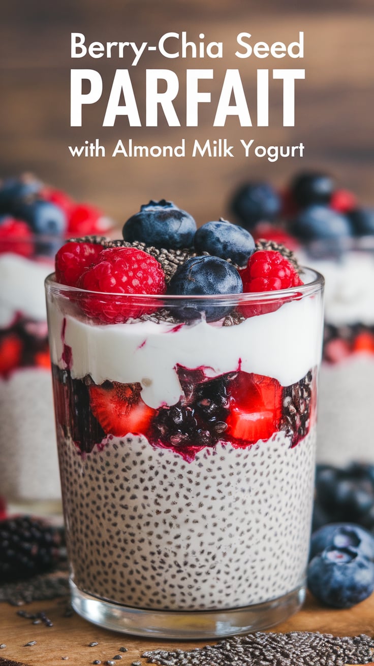 Savor the freshness of a Berry-Chia Seed Parfait, a recipe that merges the antioxidant-rich benefits of berries with the creamy goodness of almond milk yogurt, offering a flavorful yet guilt-free experience.