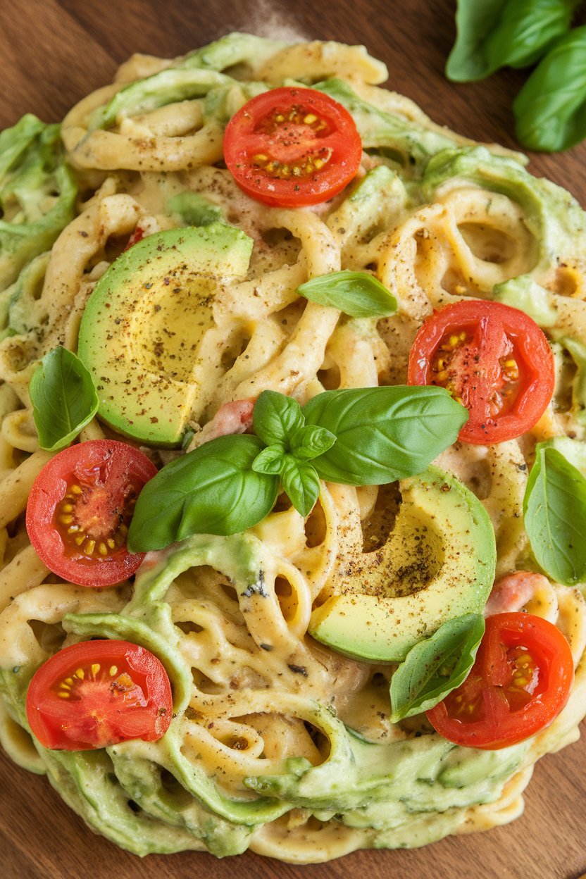 Savor the combination of flavors as the creamy avocado perfectly complements the juicy tomatoes, resulting in a pasta that is both refreshing and nutritious. Each serving is packed with healthy fats and essential nutrients, ensuring you enjoy a fulfilling meal that keeps you energized throughout the day.