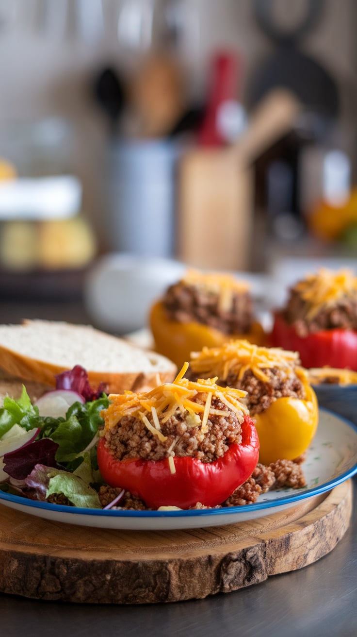 Discover a delicious way to nourish your body with our Quinoa Stuffed Bell Peppers, featuring lean ground beef and protein-packed quinoa. These colorful vessels are not only a feast for the eyes but also a smart choice for those mindful of their carb intake, delivering flavor without the extra calories.