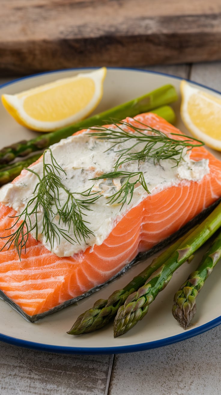 Indulge in the rich flavors of Baked Salmon with Dill and Cream Cheese, a culinary masterpiece that brings together the goodness of fresh ingredients while keeping your health goals in check. This dish is a protein powerhouse, making it the perfect choice for anyone looking to nourish their body without the extra calories.
