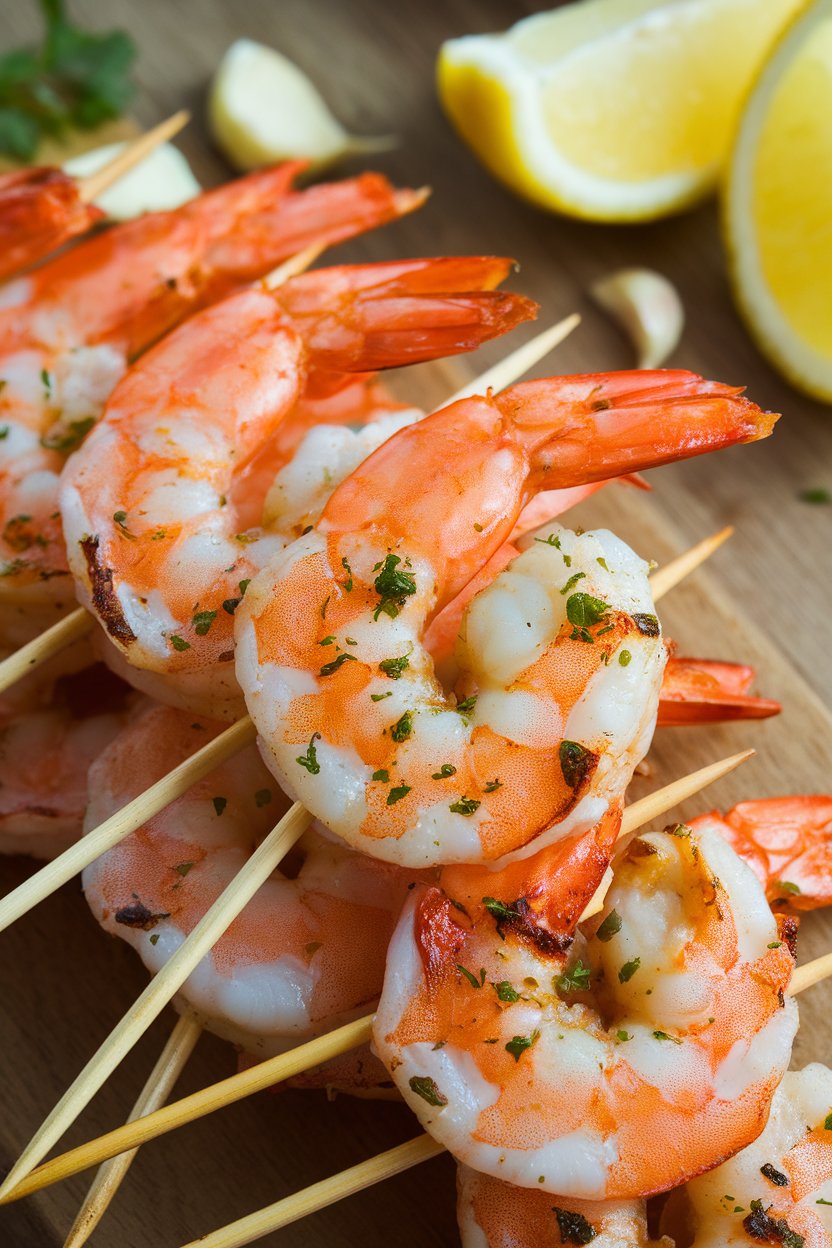Elevate your grilling game with lemon-garlic grilled shrimp skewers, a delicious and healthy option that is low in carbs and calories. These succulent shrimp are marinated in a zesty lemon-garlic blend, delivering a burst of flavor without the extra calories, making this dish perfect for warm weather gatherings or a light weeknight dinner.