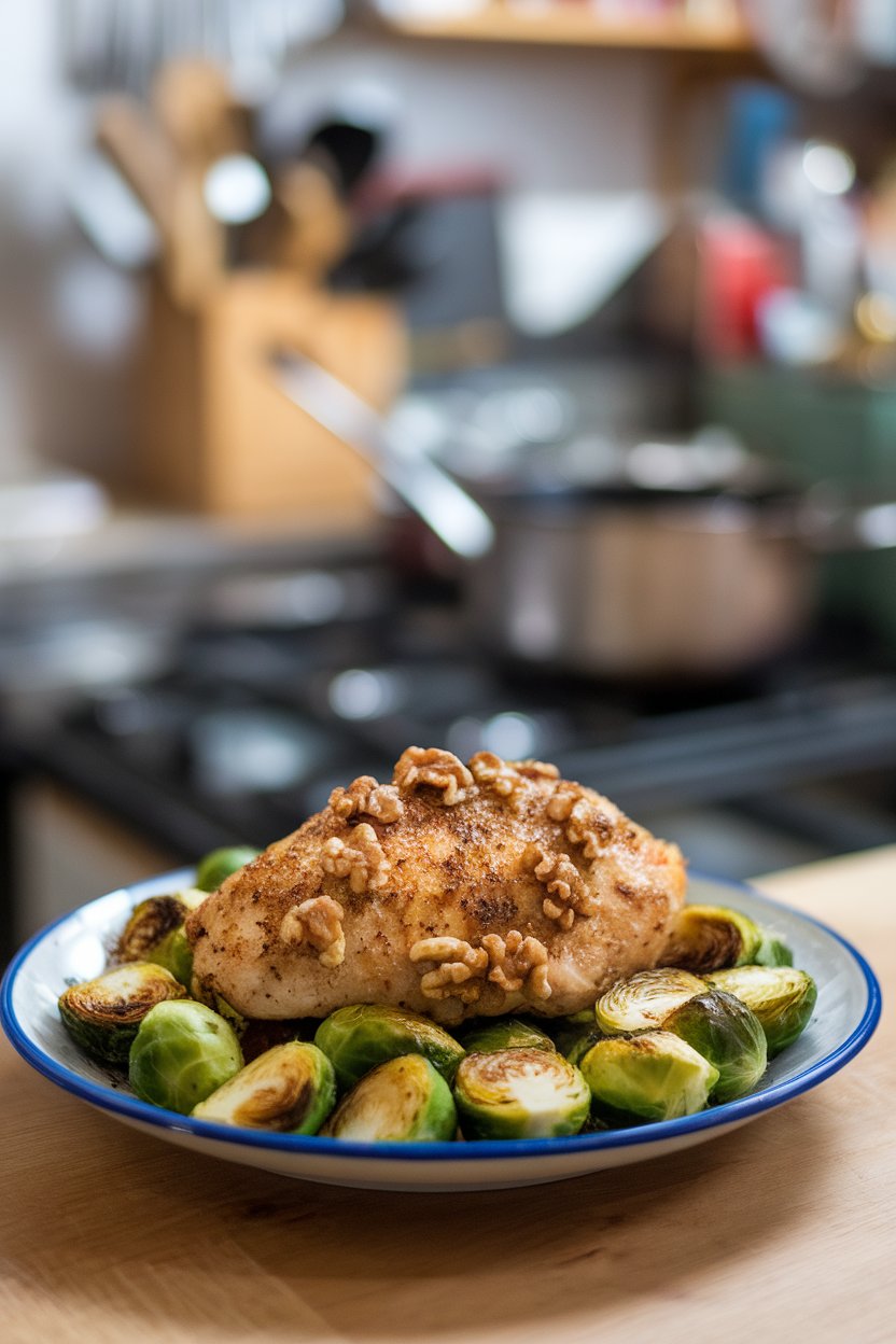 Dive into the deliciousness of Walnut-Crusted Chicken with Roasted Brussels Sprouts, a dish that combines high protein content with flavorful ingredients. The crunchy walnut coating not only adds a delightful texture but also boosts the nutritional profile, making this meal a satisfying choice for health-conscious eaters.