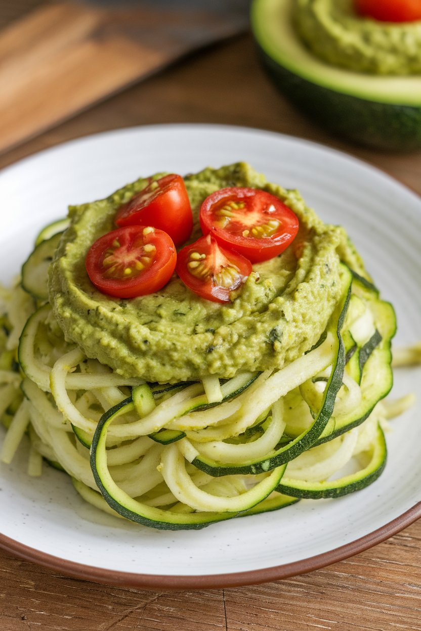 Indulge in the fresh and vibrant world of Zucchini Noodles with Avocado Pesto, where simple ingredients transform into a healthy yet irresistible meal. This light and zesty dish is perfect for anyone looking to enjoy the satisfaction of pasta without the carbs.