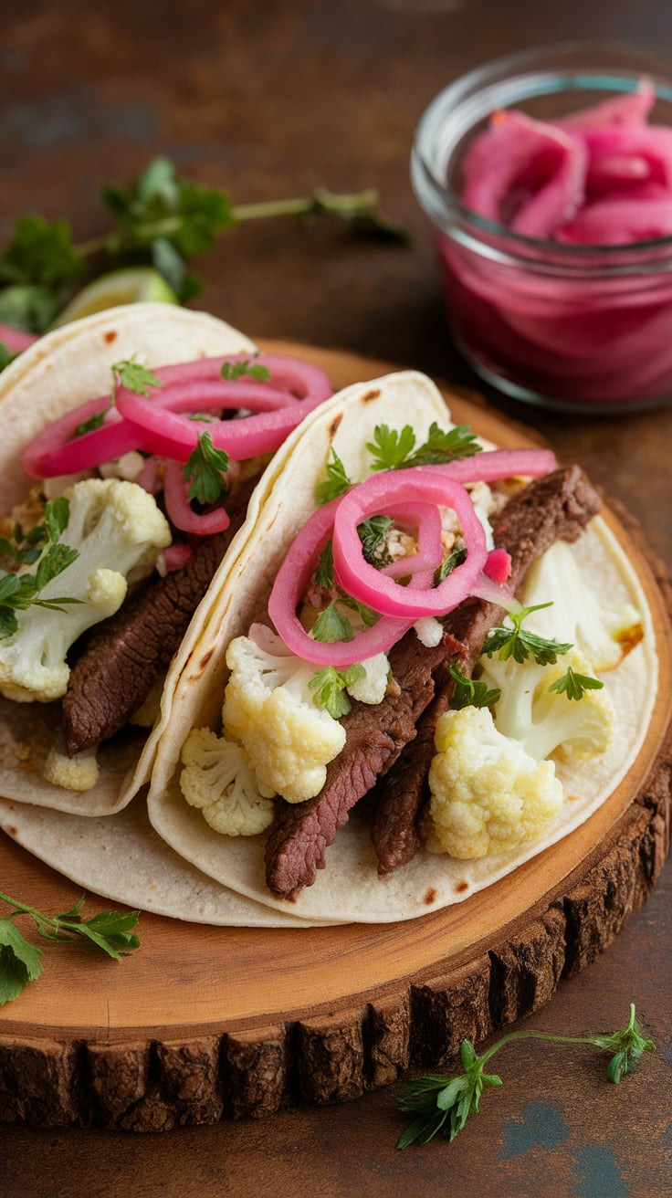 Embark on a culinary adventure with Moroccan Spiced Beef and Cauliflower Tacos, where vibrant flavors and healthy ingredients come together in a delightful dish. These tacos are loaded with high-quality protein, while the cauliflower keeps carbs and calories low, making them a perfect choice for a nutritious meal.