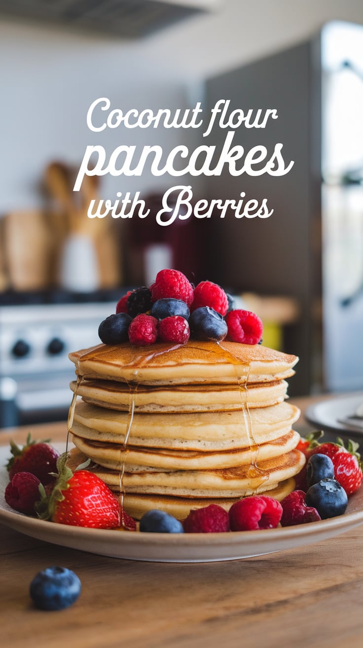 Enjoy the yummy flavors of our Coconut Flour Pancakes with Berries, a delightful way to kickstart your morning. This recipe combines the goodness of coconut flour with sweet, fresh berries, creating a wholesome, low-calorie breakfast option that will leave you feeling great all day.