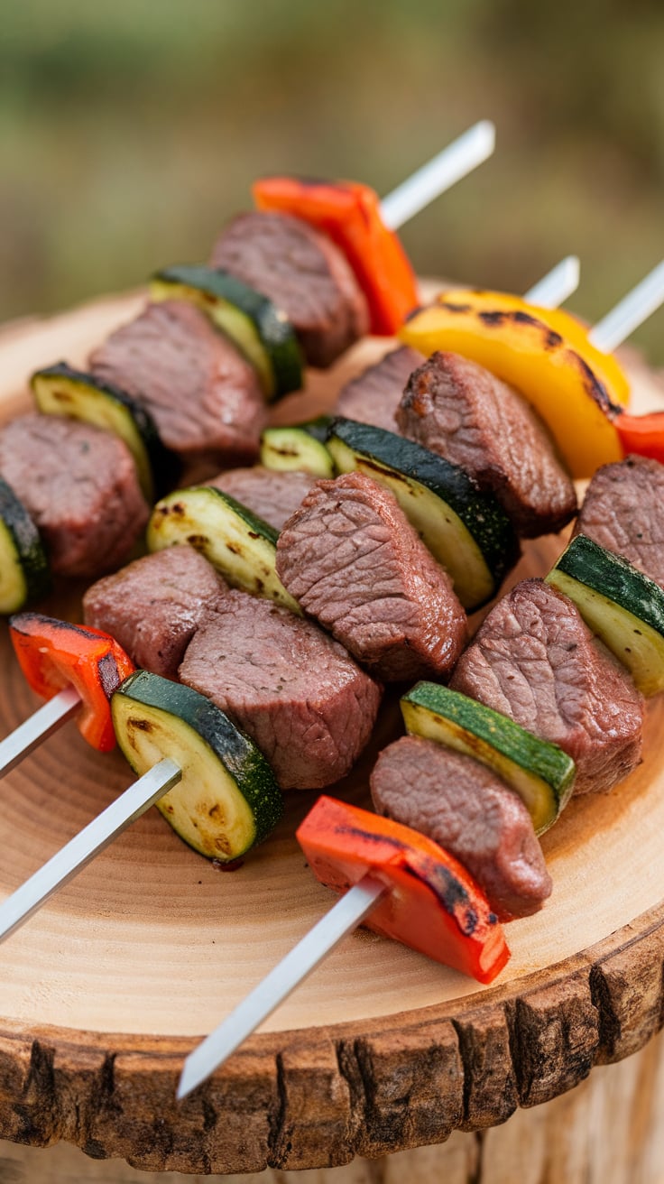Discover the mouthwatering combination of tender beef and vibrant vegetables in these Grilled Beef and Vegetable Skewers. Packed with protein, this dish keeps you satisfied without the heavy calorie load, making it perfect for your healthy eating goals.