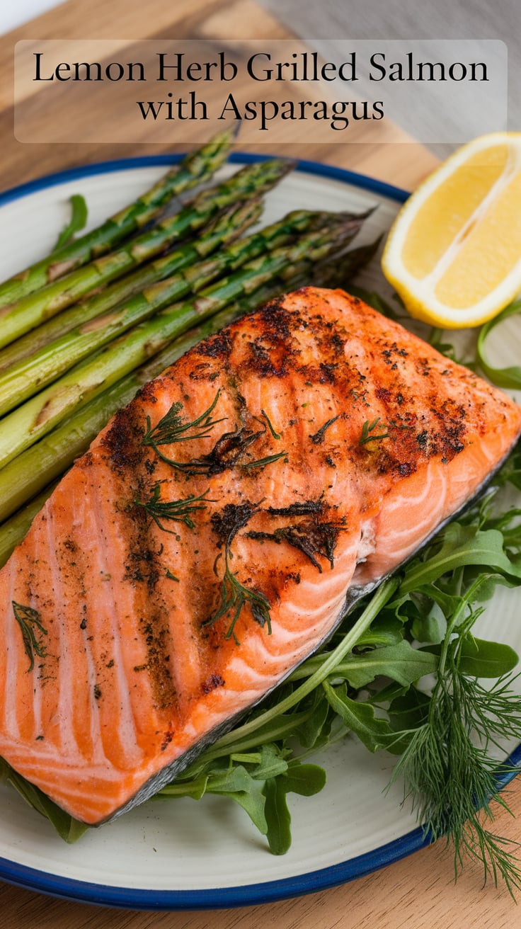 Discover a quick and healthy meal with Lemon Herb Grilled Salmon and Asparagus. This simple recipe showcases the best of fresh ingredients, offering a tasty, low-carb option that will make your taste buds dance without adding extra calories to your day.