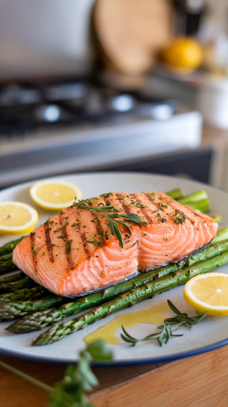 Experience a burst of freshness with Lemon Herb Grilled Salmon and Asparagus, a dish that perfectly balances zesty flavors and healthy ingredients. This low-carb, low-calorie meal is ideal for those seeking a delicious way to stay on track with their wellness goals.