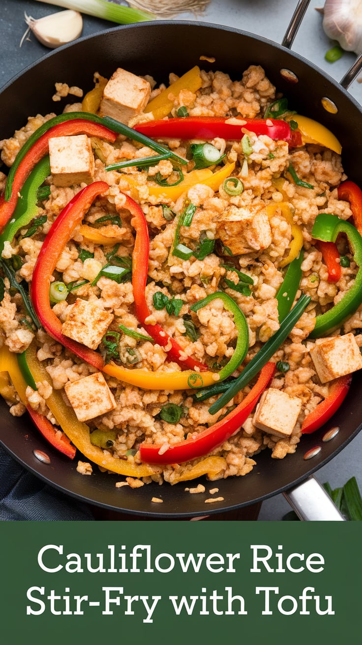 Transform your meals with a Cauliflower Rice Stir-Fry that’s both colorful and nutritious. This vibrant dish offers a delightful blend of fresh vegetables and crispy tofu, all while swapping traditional rice for a low-calorie, fiber-rich alternative that keeps you feeling light and energized.