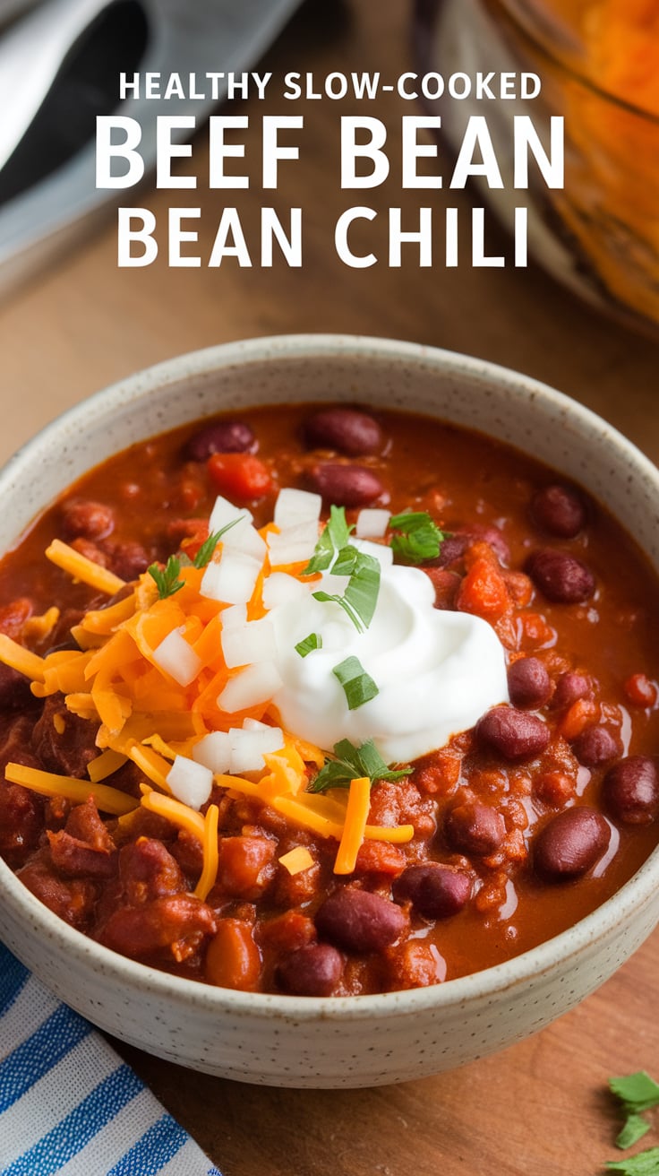 Experience the convenience of slow cooking as the beef becomes tender and the spices meld together, creating a savory chili that's bursting with taste. This recipe is a perfect option for meal prep, ensuring you have a delicious and nutritious meal ready to enjoy any day of the week.