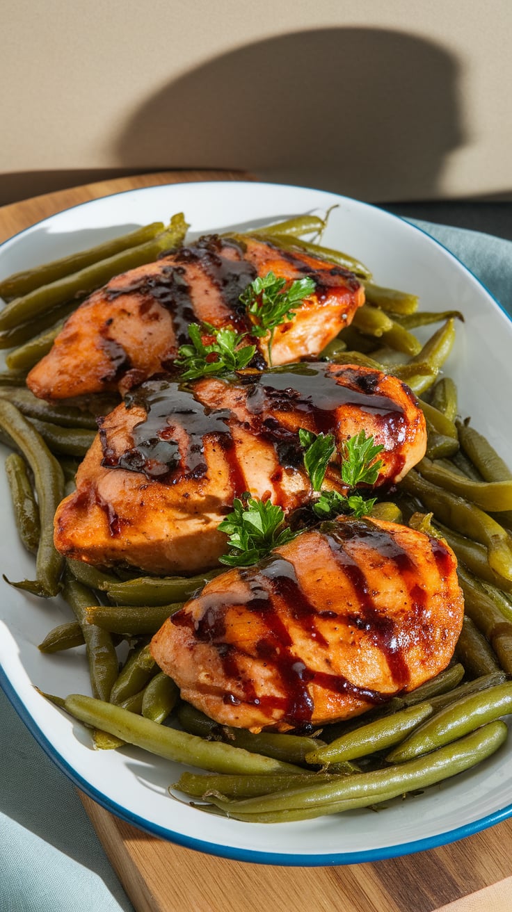 Experience the perfect blend of sweet and savory with Balsamic Glazed Chicken and vibrant green beans. This dish offers a protein-rich centerpiece while keeping carbs and calories to a minimum, allowing you to enjoy a deliciously healthy dinner that’s both satisfying and nourishing.