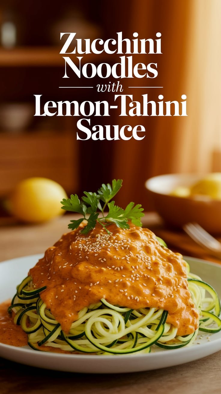 Discover the perfect way to enjoy pasta without the carbs. These Zucchini Noodles paired with a vibrant lemon-tahini sauce are a refreshing vegan option that is low in calories and big on flavor.
