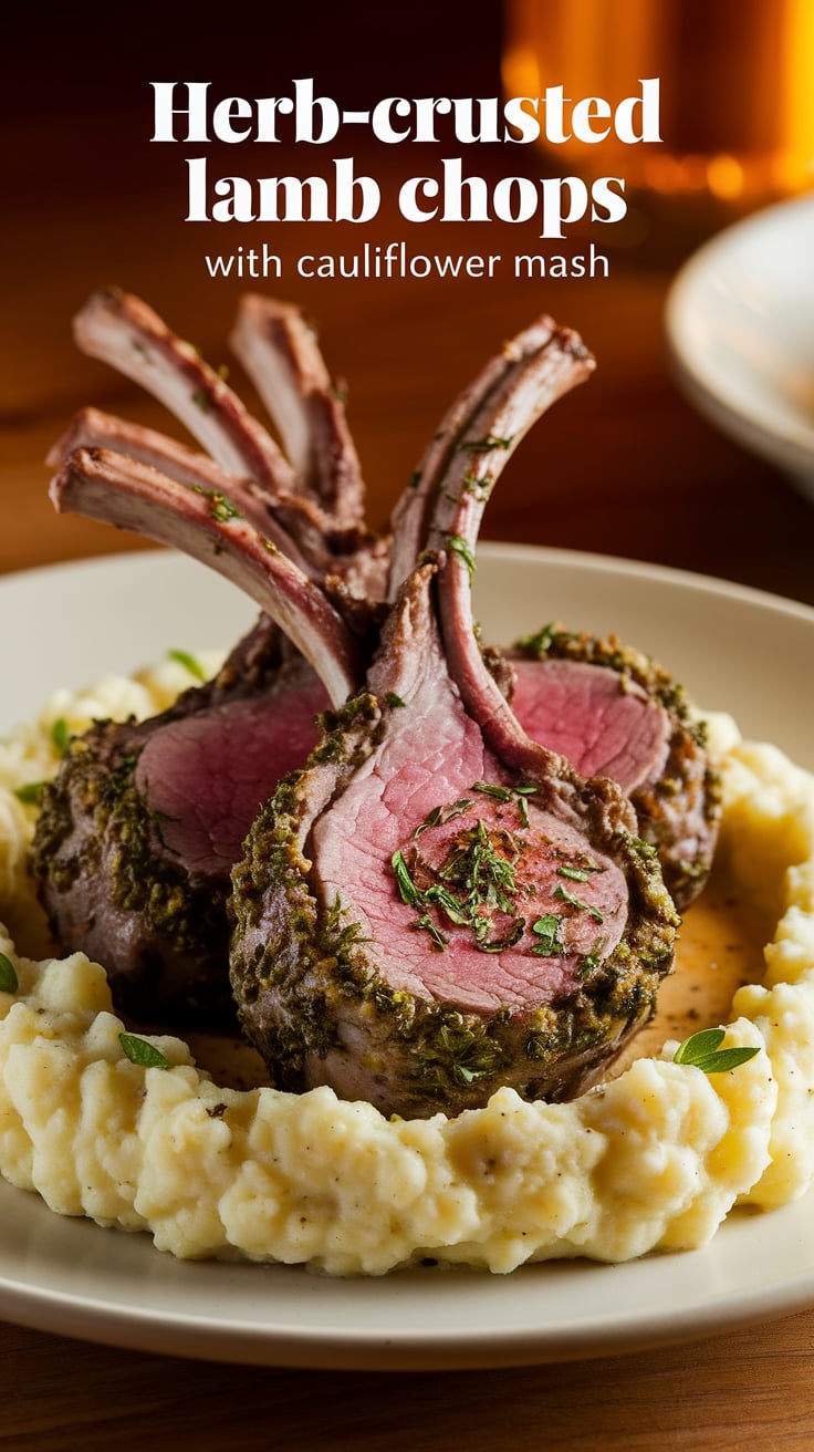 Transform your dinner with this delectable recipe featuring succulent lamb and a tasty cauliflower side. Herb-Crusted Lamb Chops with Cauliflower Mash is not only low-carb but also packed with flavor, ensuring every bite is a delight.
