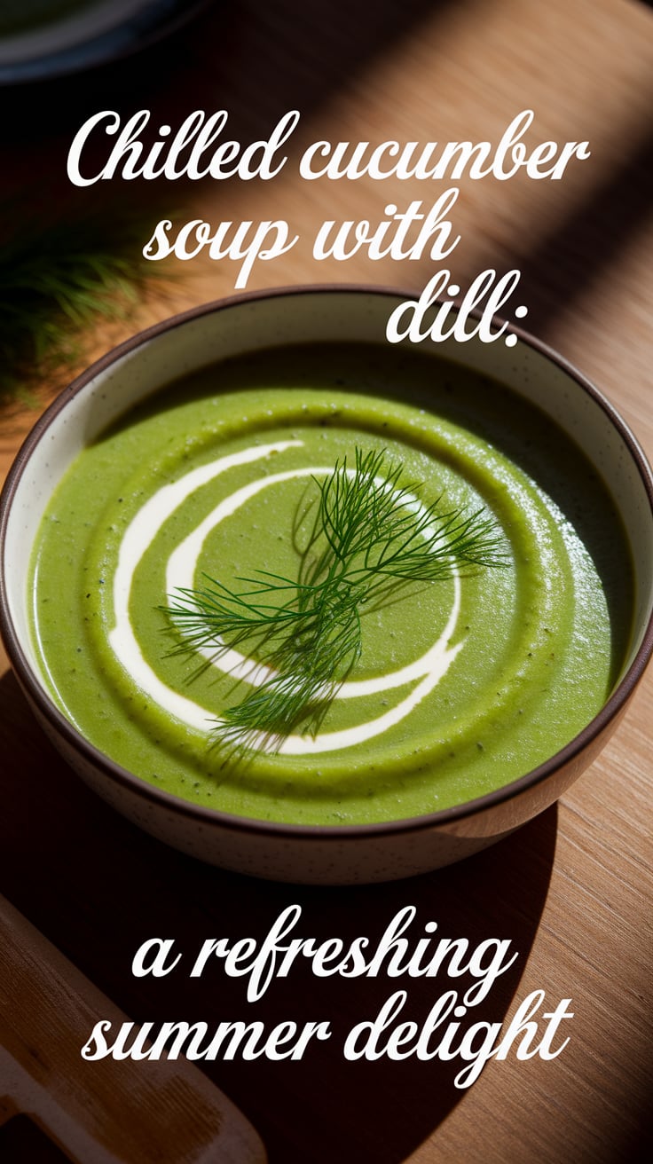 Discover the perfect way to cool off this summer with a deliciously light Chilled Cucumber Soup! Brimming with fresh ingredients and a hint of dill, this recipe is both wholesome and low in calories—ideal for warm days.