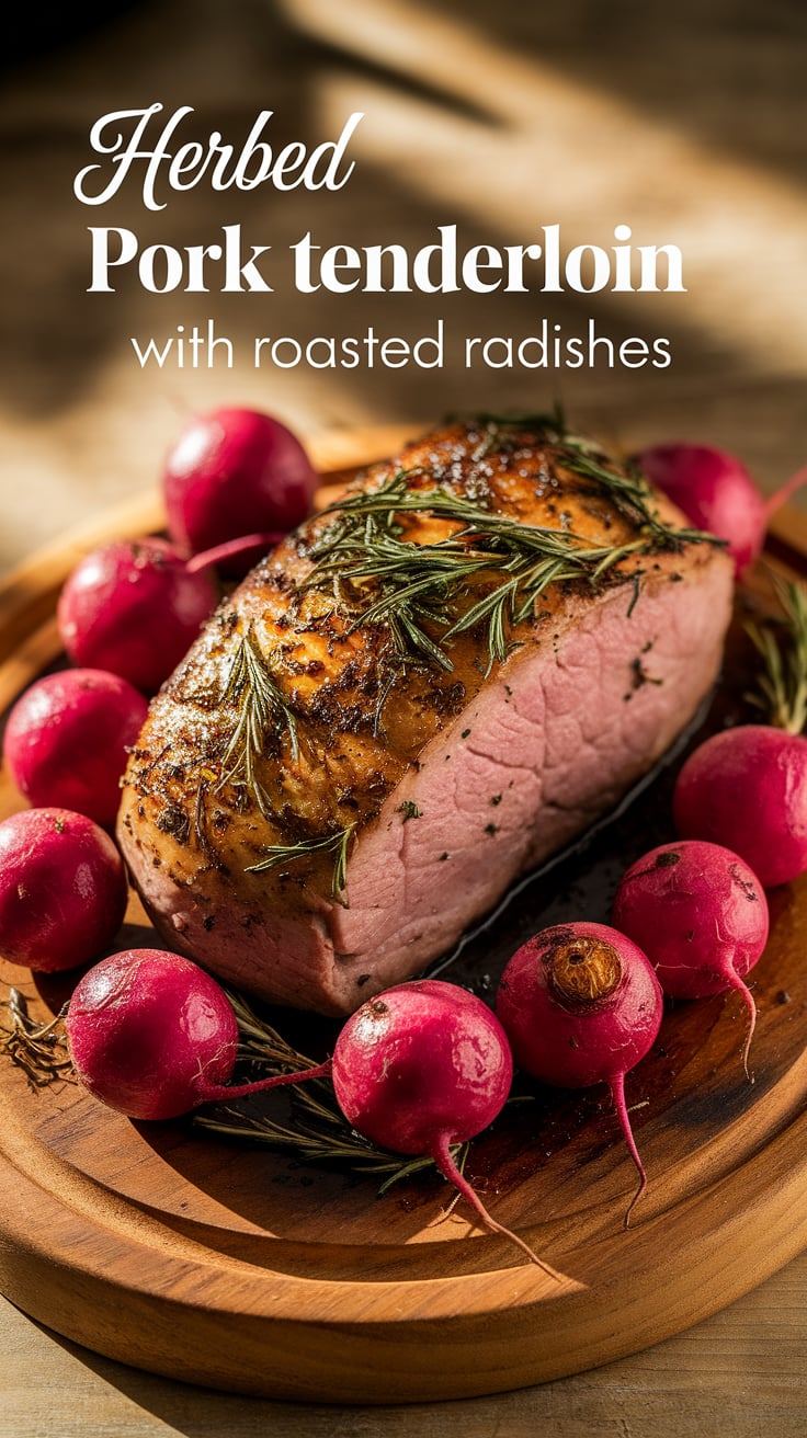 Elevate your dinner selection with Herbed Pork Tenderloin paired with roasted radishes. This flavorful dish is both satisfying and low in calories, making it a perfect option for health-conscious meals that don’t skimp on taste.