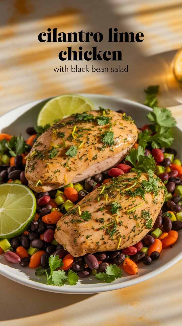Elevate your meal prep with our Cilantro Lime Chicken with Black Bean Salad, a refreshing dish that bursts with flavor. Marinated in zesty lime and fresh cilantro, this high-protein chicken is grilled to perfection, making it a satisfying option that keeps your carb count low and calories minimal.