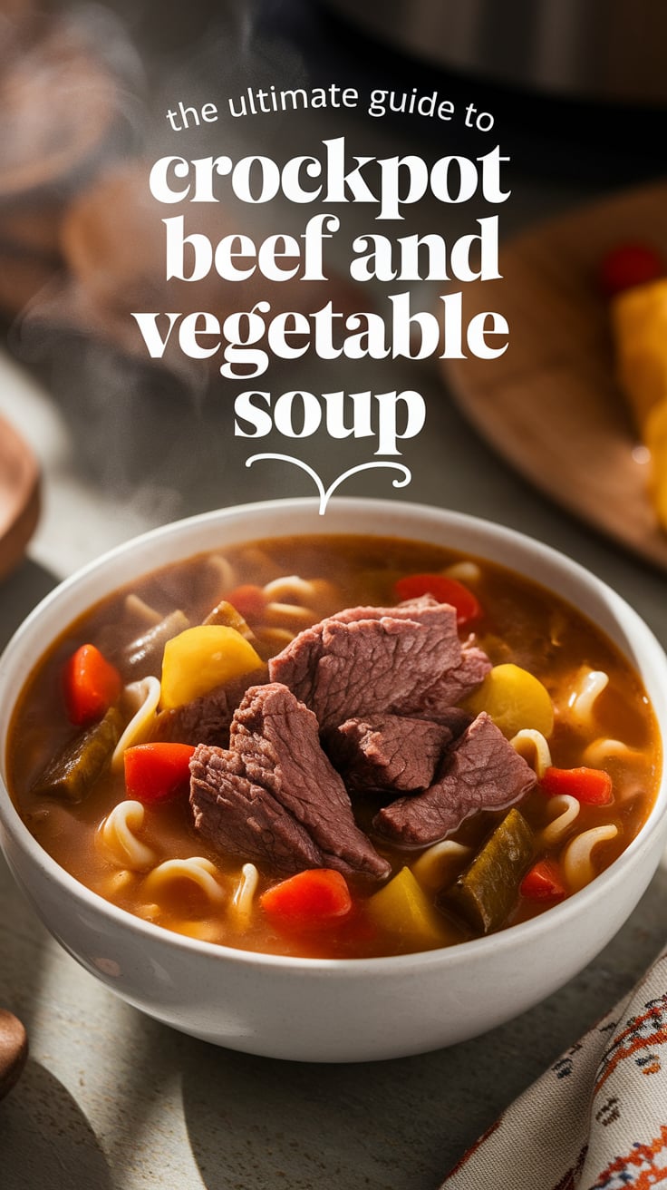 Discover the magic of slow cooking with The Ultimate Guide to Crockpot Beef and Vegetable Soup. Infused with tender beef and a rainbow of veggies, this recipe offers high protein content without the extra carbs and calories. Enjoy a nourishing meal that simmers to perfection while you focus on your day.