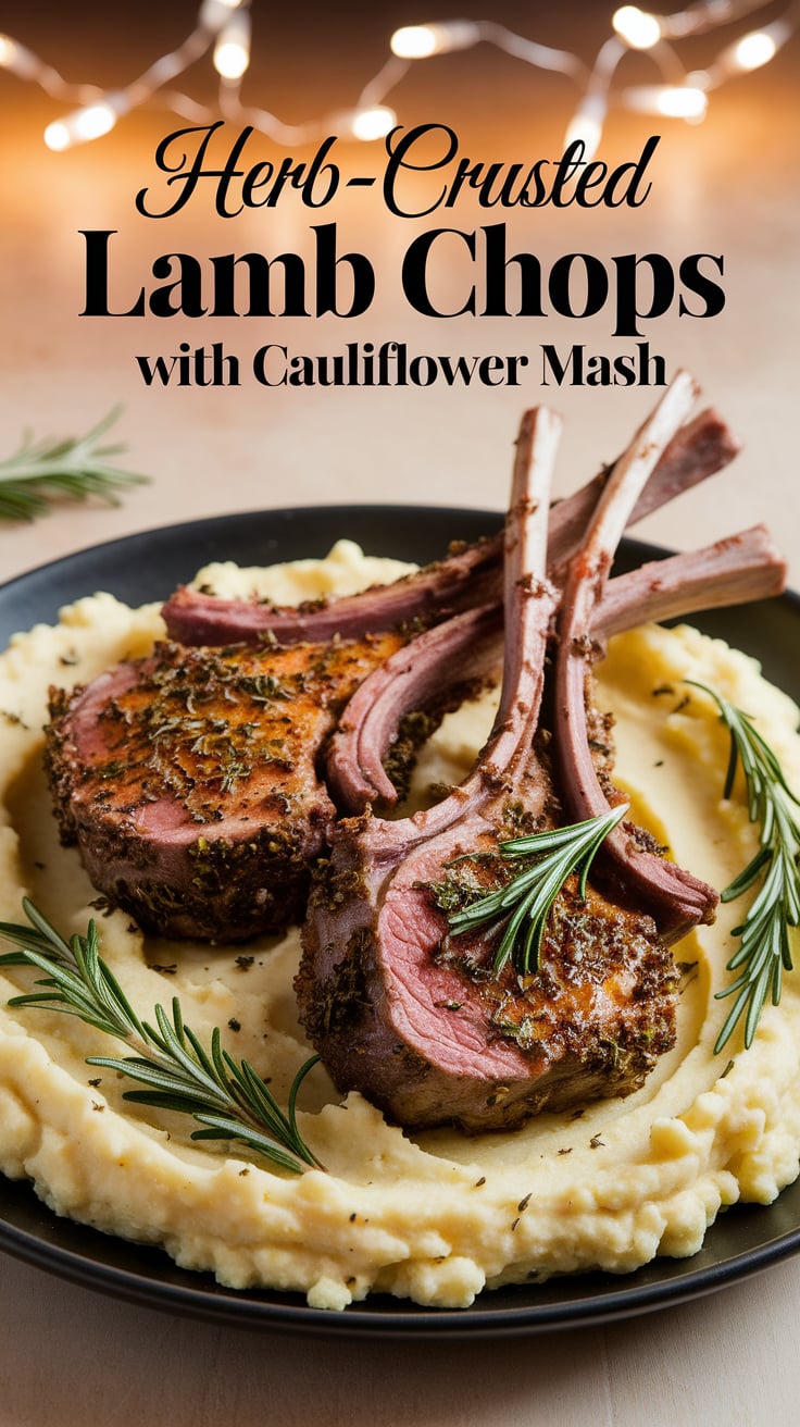 Indulge in a gourmet meal with our Herb-Crusted Lamb Chops accompanied by creamy Cauliflower Mash. This keto-friendly recipe boasts rich flavors and wholesome ingredients, making it a perfect choice for an elegant yet healthy dinner.