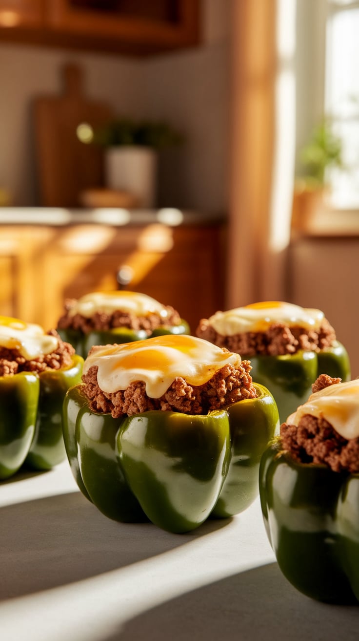 Discover a flavorful way to enjoy your eggs with these Egg-Stuffed Bell Peppers. Combining nutrient-rich bell peppers and hearty ground meat, this high-protein recipe is designed to keep you full and satisfied while keeping carbs at bay.