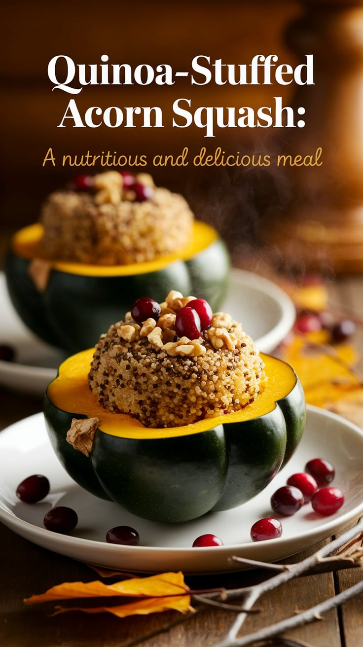 Discover the delightful combination of flavors in Quinoa-Stuffed Acorn Squash, where sweet roasted squash meets earthy quinoa and vibrant herbs. This nutritious dish is not only visually stunning but also low in calories, making it an ideal choice for a wholesome meal.