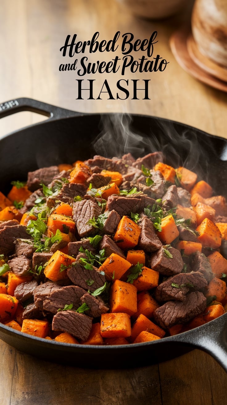 Transform your mealtime with a vibrant herbed beef and sweet potato hash that's as good for you as it is tasty. With high protein content and low calories, this dish offers a satisfying and wholesome way to indulge without the guilt.
