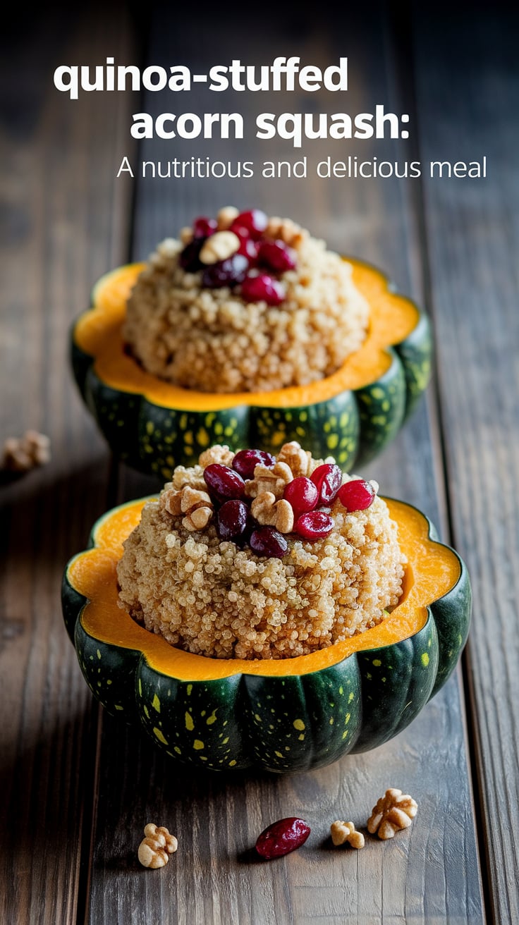 Indulge in a comforting and colorful meal with Quinoa-Stuffed Acorn Squash, where each bite offers a harmony of wholesome ingredients. This low-calorie dish is perfect for anyone looking to enjoy a filling, nutritious dinner without compromising on flavor.