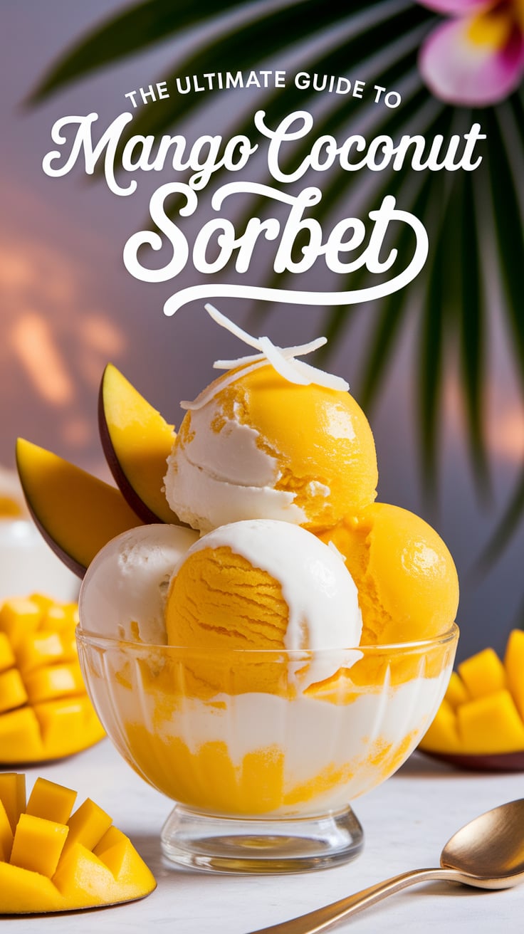 Dive into the tropical bliss of mango coconut sorbet, a refreshing treat that combines the sweetness of ripe mangoes with the creamy richness of coconut. This refreshing dessert is perfect for hot summer days or whenever you crave a bright burst of flavor.