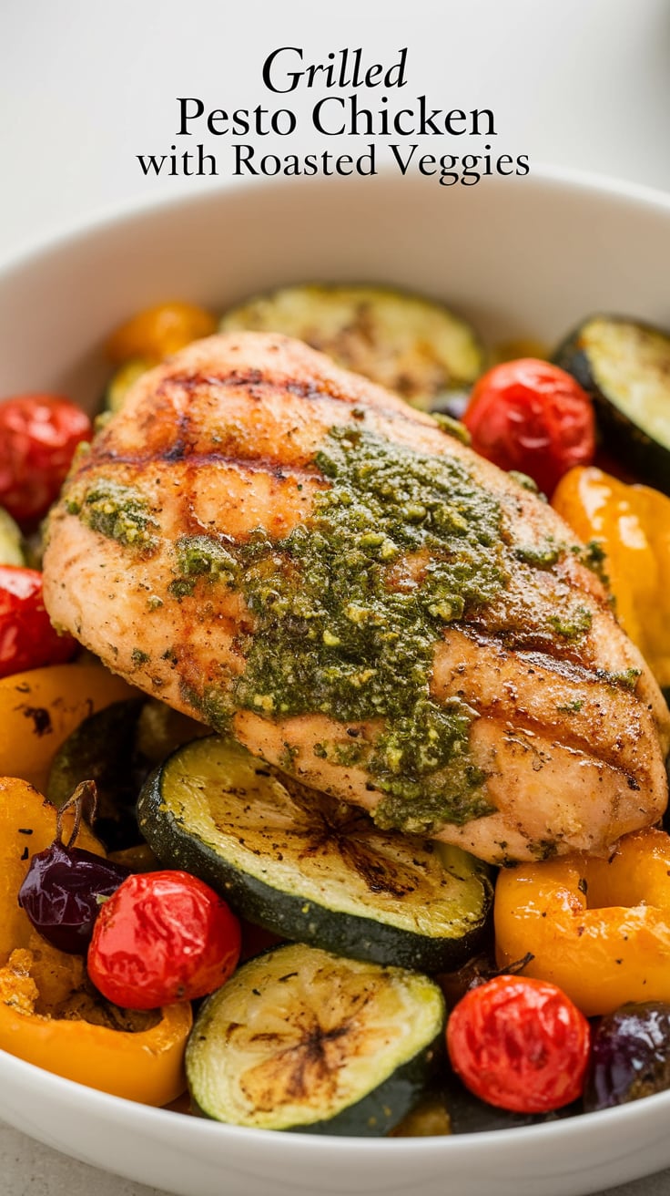 Elevate your meal prep with grilled pesto chicken paired with roasted veggies, a dish that’s high in protein and low in carbs and calories. This flavorful combination not only satisfies your taste buds but also fuels your body with nutritious ingredients.