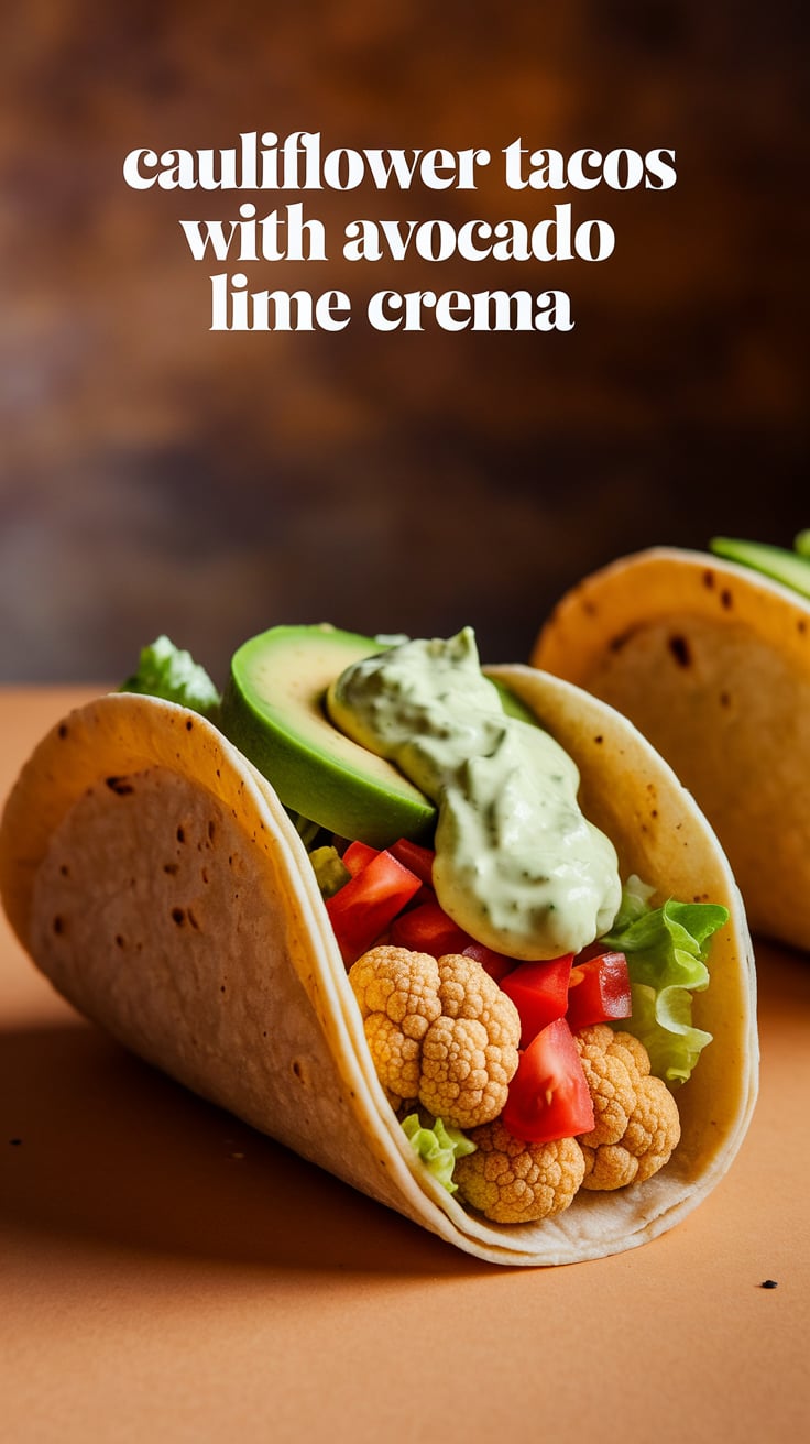 Discover a delicious way to enjoy your favorite tacos while keeping calories in check with Cauliflower Tacos topped with Avocado Lime Crema. This vibrant dish combines the earthy flavors of roasted cauliflower with a creamy, zesty sauce, making it a perfect guilt-free indulgence.