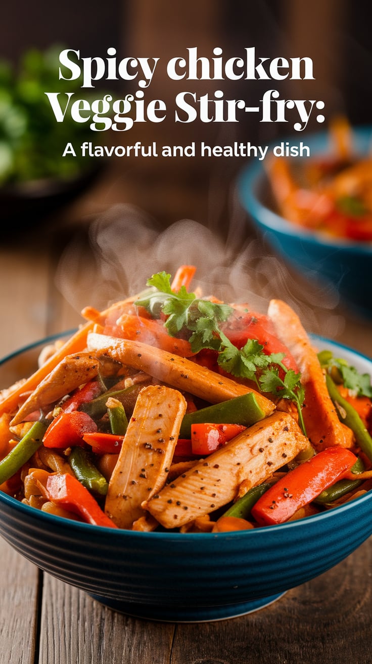 Elevate your meal prep with a spicy chicken veggie stir-fry that is as nutritious as it is delicious. Packed with lean protein and vibrant vegetables, this dish is a fantastic way to fuel your body while keeping carbs and calories in check.