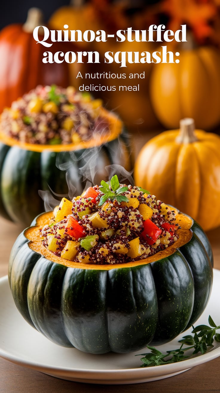 Transform your dinner table with Quinoa-Stuffed Acorn Squash, a perfect blend of textures and tastes. Loaded with protein and fiber, this healthful dish wraps all the goodness in a naturally sweet shell, providing a guilt-free way to satisfy your hunger.