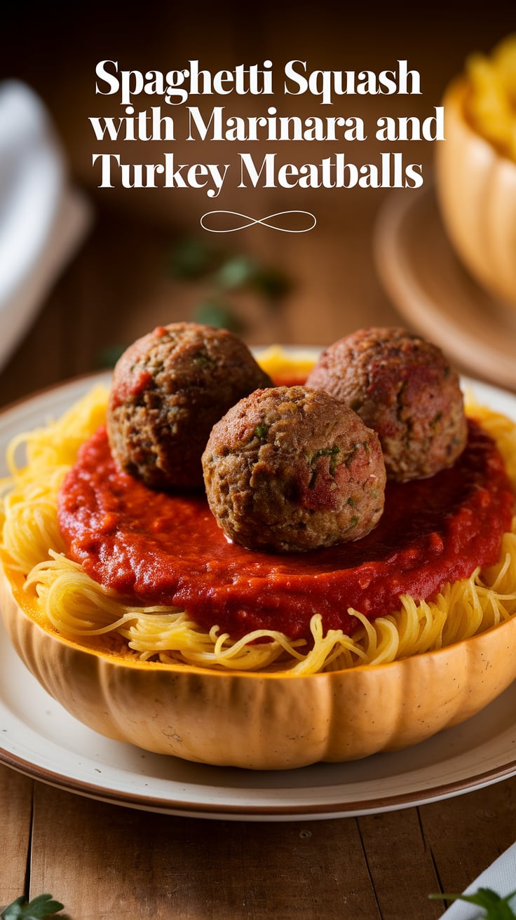 Discover a deliciously healthy alternative to traditional pasta with Spaghetti Squash topped with savory Marinara and lean Turkey Meatballs. This dish delivers all the comforting flavors you love while keeping calories low and nutrition high.