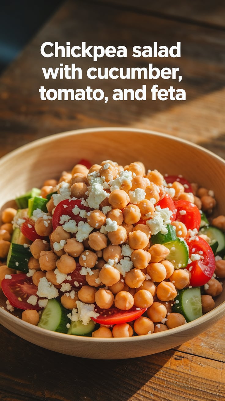Experience the natural crunch of fresh cucumbers and the juicy burst of ripe tomatoes, all while benefiting from the plant-based protein found in chickpeas. This combination not only fills you up but also supports your overall wellness goals.