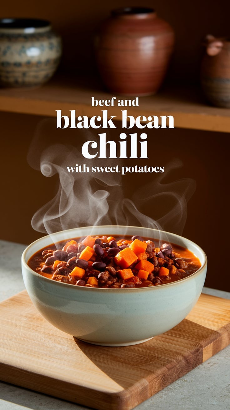 Looking for a satisfying meal that won't weigh you down? This beef and black bean chili is a protein-packed powerhouse with a nourishing twist from sweet potatoes, making it a great choice for anyone watching their carb intake.