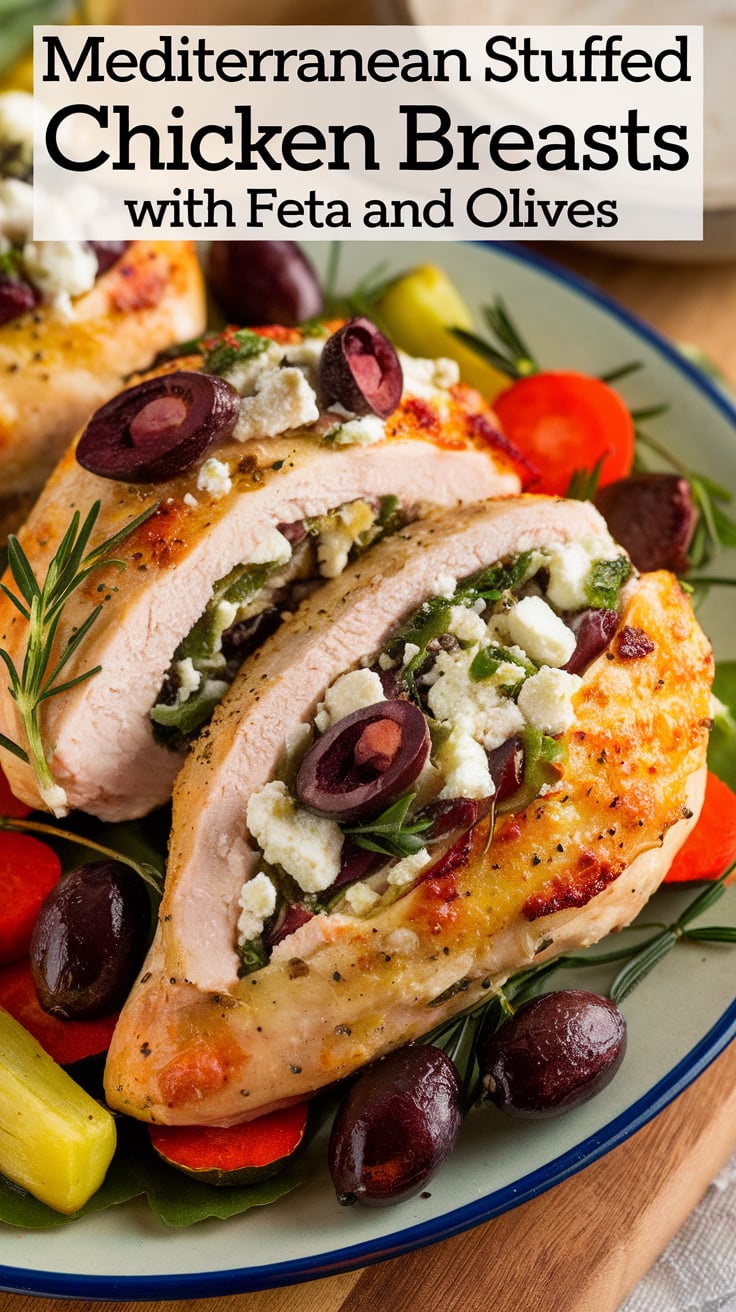 Treat yourself to a flavorful escape with Mediterranean Stuffed Chicken Breasts. Bursting with the savory goodness of feta and olives, this low-calorie dish is ideal for those seeking a satisfying meal without the carbs.