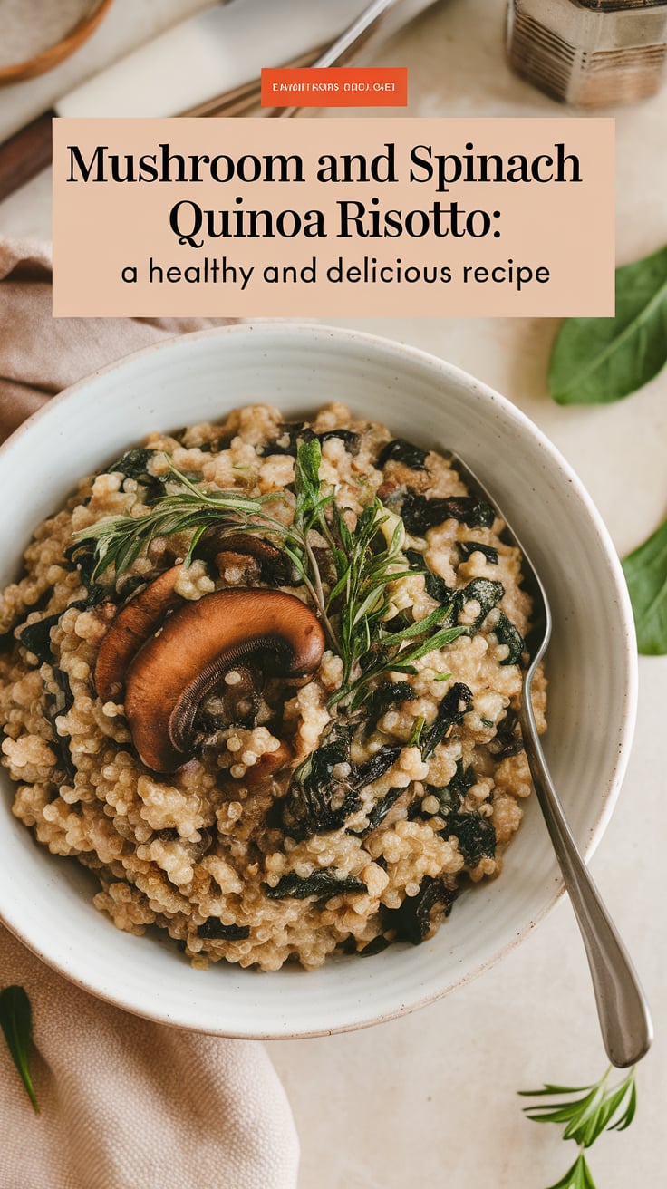 Discover the secret to a deliciously healthy meal with our Mushroom and Spinach Quinoa Risotto. With its luscious creaminess and nutrient-dense ingredients, this vegan dish offers an irresistible way to enjoy a fulfilling dinner without the extra calories.
