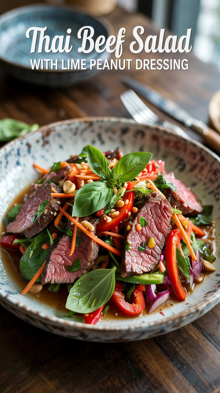 Elevate your salad game with the mouthwatering Thai Beef Salad that balances juicy beef and fresh veggies all tossed in a tangy lime peanut dressing. Packed with protein and low in carbs, this dish makes healthy eating an exciting and flavorful experience.