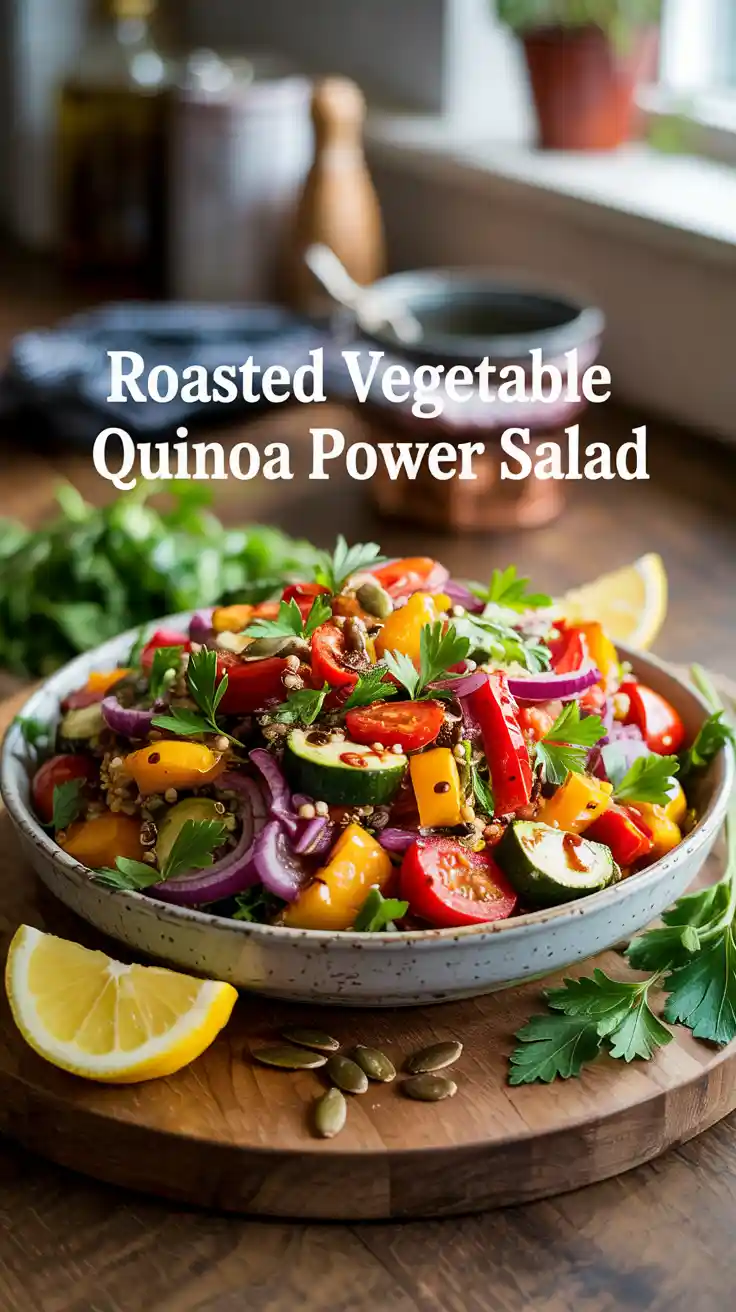 Enjoy the natural sweetness of oven-roasted veggies paired with fluffy quinoa, creating a satisfying bowl that’s light yet nourishing.
