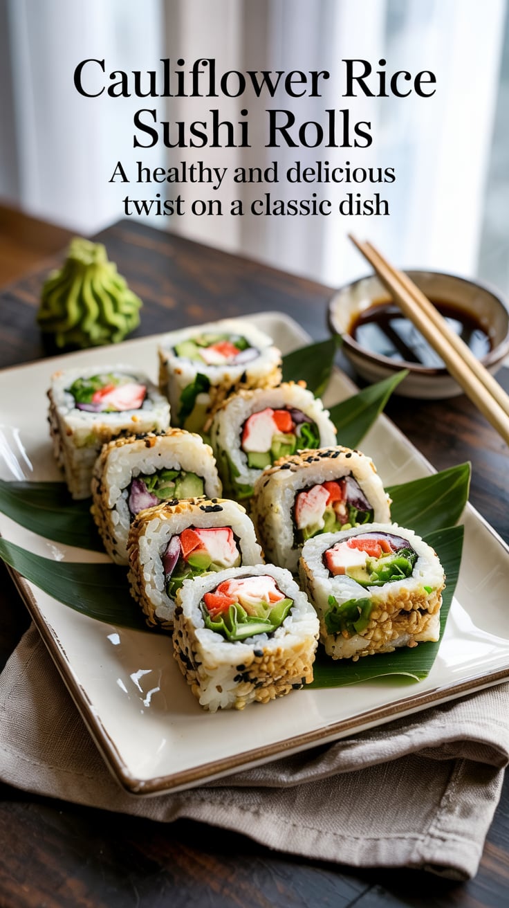 Elevate your culinary repertoire with cauliflower rice sushi rolls that are not only delightful but also health-conscious. With their colorful ingredients and fresh flavors, these rolls are a guilt-free way to enjoy sushi and boost your nutrition.